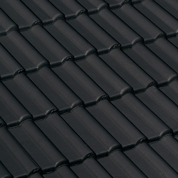 Tuile béton Double Romane - grand moule faible relief - Monier - 42 x 33 cm - Noir