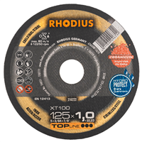 Disque à tronçonner inox XT100 Rhodius avec grain abrasif céramique 125 x 1.0 x 22.23 mm