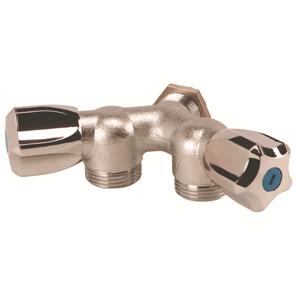 Robinet à clapet double sorties Y pour machine à laver - M1/2" - Sorties M3/4