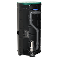 Station de relevage pour eaux chargées avec pompe 358 - kit de connexion rapide - Sanirel 500V - Cuve 500L - Hauteur 150 cm