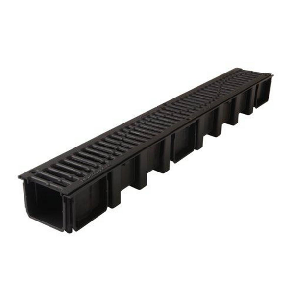 Caniveau avec grille en fonte - résistance B125 - Connecto Nicoll - L. int. 98 mm / ext. 136 mm - 1 ml