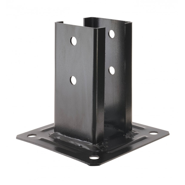 Pied de poteau carré noir pour claustras PPJNC avec fixation 70 x 70 mm