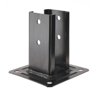 Pied de poteau carré noir pour claustras PPJNC avec fixation 70 x 70 mm