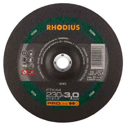 Disque à tronçonner pierre et métaux non ferreux FTK44 Rhodius 230 x 3 x 22.23 mm