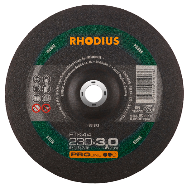 Disque à tronçonner pierre et métaux non ferreux FTK44 Rhodius 230 x 3 x 22.23 mm