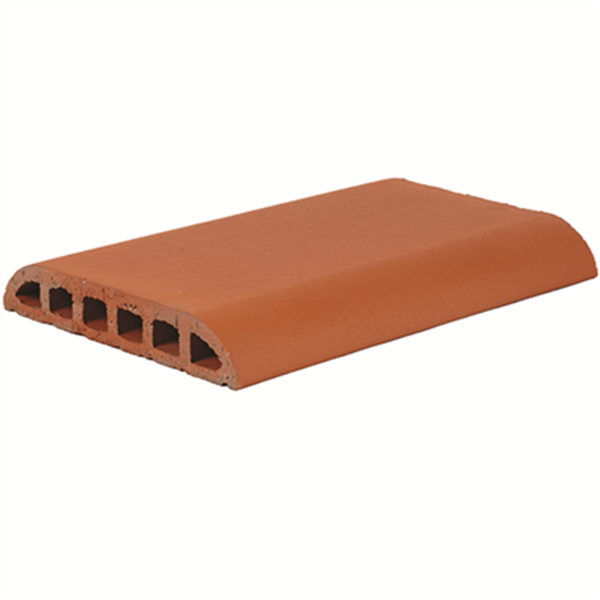 Chaperon plat lisse en terre cuite Terreal CH01 avec quart de rond - Rouge - 40 x 28 x 5 cm