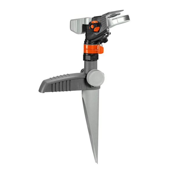 Arroseur canon sur pic métal Premium Gardena - Tête d'arrosage laiton - Réglable 75 à 490 m²