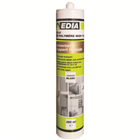 Mastic colle MS polymère High tack Edia spécial support humide cartouche 290ml couleur blanc