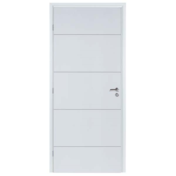 Bloc-porte prépeint Ketch blanc à âme alvéolaire - Gypso - serrure PDDT - 204 CM x 83 CM - droit poussant