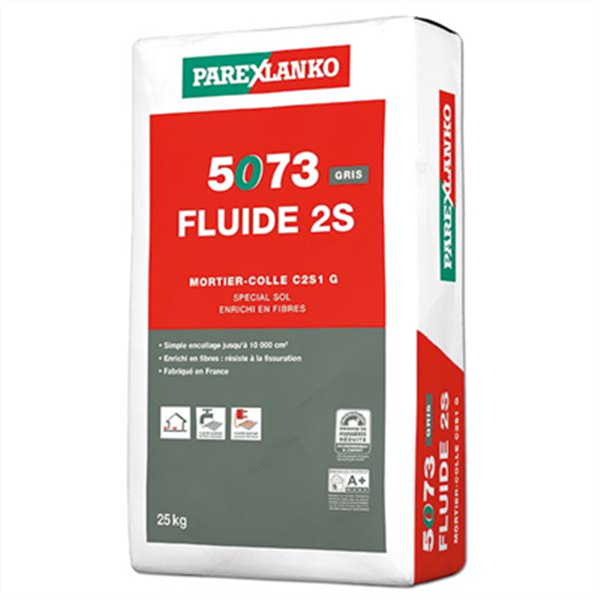 Mortier-colle fluide fibré amélioré déformable FLUIDE 2S 5073 - sac de 25 KG