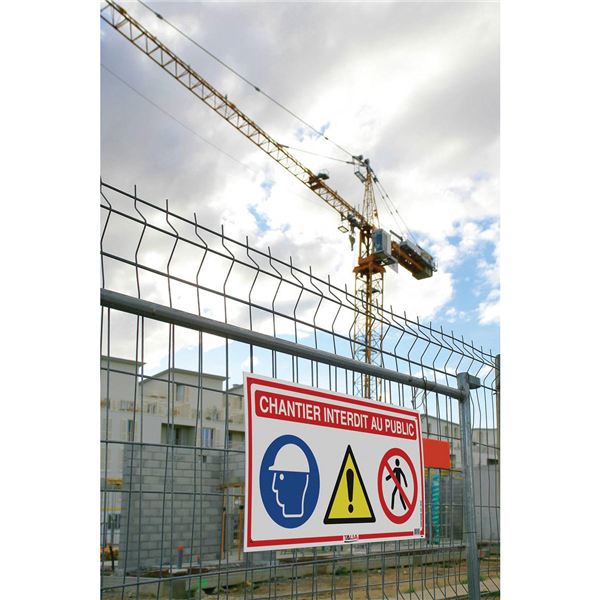 Panneau signalétique 4 en 1 Chantier interdit au public