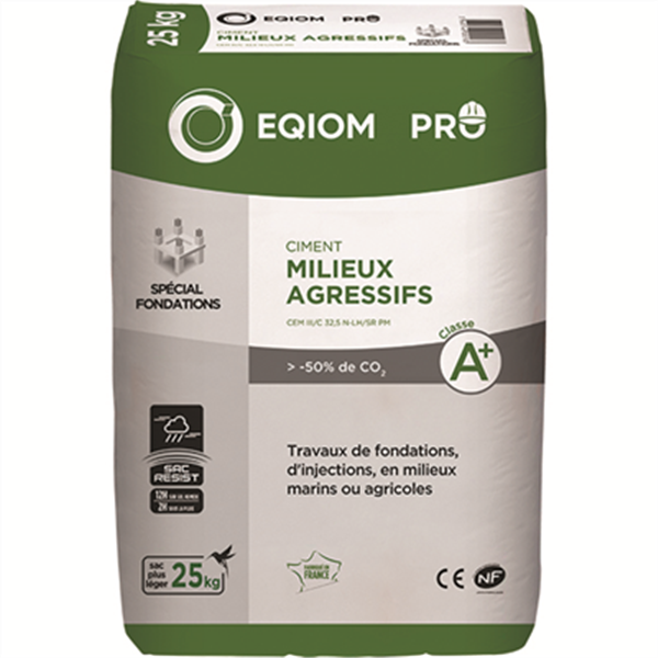 Ciment pour Milieux Agressifs CEM III/C 32,5 N-LH/SR PM CE NF EQIOM Pro - Sac de 25 KG