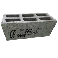 Bloc béton rectifié à emboîtement 500 x 200 x 200 mm - B60 Obra 3 parois 6 trous