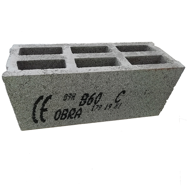 Bloc béton rectifié à emboîtement 500 x 200 x 200 mm - B60 Obra 3 parois 6 trous