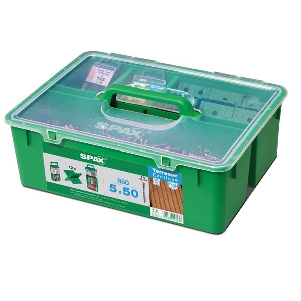 Kit de fixation pour terrasse bois exotique de 25/28 m² - vis Inox A2 Ø5 x 50 mm