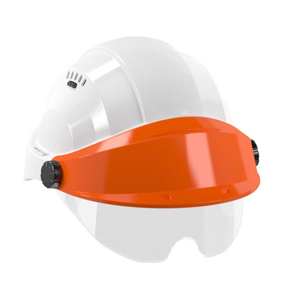 CASQUE "ORIZON" BLANC VISIERE ORANGE AVEC LUNETTE