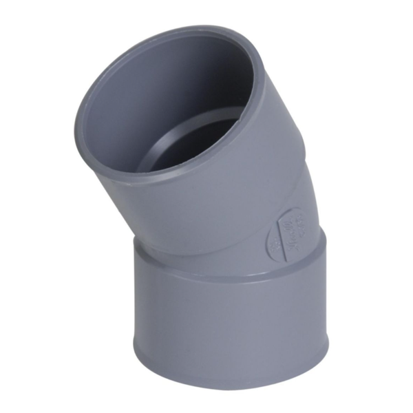 Coude femelle/femelle Nicoll pour évacuation des eaux usées - Diamètre 40 mm - Degré angle 30° - PVC - Gris