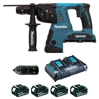 Perforateur burineur SDS Plus Makita DHR264PT4J 36 V 5 Ah coffret mak-pac