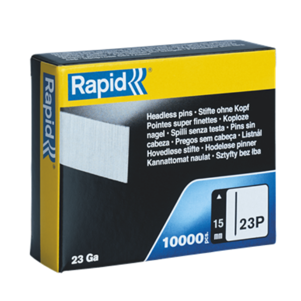 Pointe super finette sans tête 23P Rapid 23 Ga pour cloueur PMP171 - longueur 15 mm - boîte de 10000