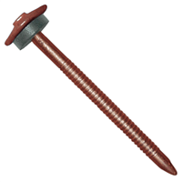Clou galvanisé à pointe annelée avec rondelle pour tuile de rive - brun rouge RAL 8012 - 3,7x65mm - seau de 100
