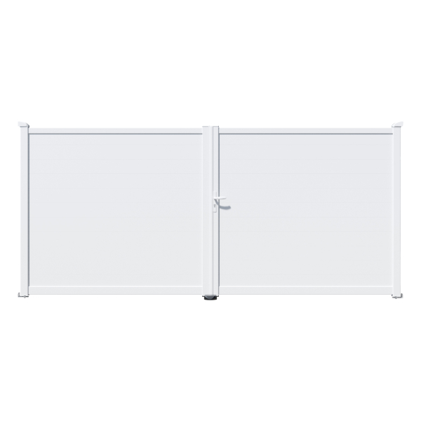 Portail aluminium sur mesure Intiméclo - Inti 19 Cyd - Battant ou coulissant - Aspect au choix avec lames pleines horizontales 150 mm