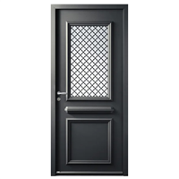 Porte d'entrée vitrée en acier laqué anthracite RAL7016 - Segovia 2 - serrure à relevage 4 rouleaux + 2 pênes centraux - Poussant droit