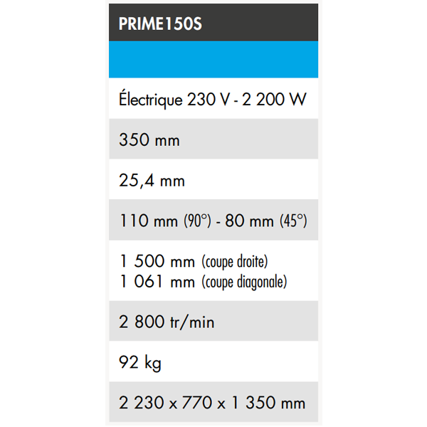 Scie sur table coupe carreaux XXL - PRIME150S - 230V 2,2 kW - Disque diamant Ø 350 mm