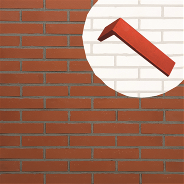 Plaquette d'angle de parement mural en terre cuite lisse Terreal PL12 Rouge - 22 CM x 10,5 CM x 14 / 50 MM