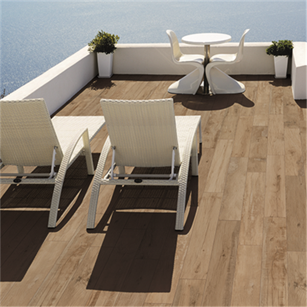 Carrelage de sol extérieur effet bois Woodgeneration Grip Edilis - Miel - 120 CMx20 CM - épaisseur 9,5 MM