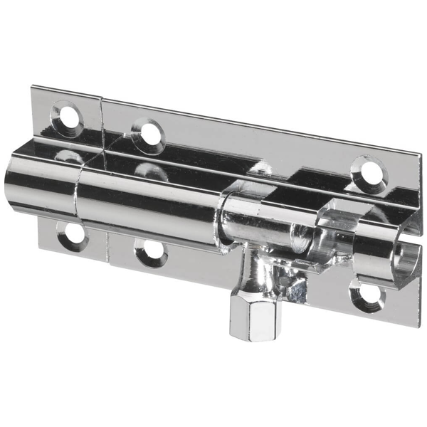 Verrou targette à pêne rond en laiton massif finition chromé - Abus - largeur 75 mm