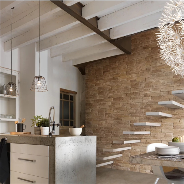 Parement mural en pierre reconstituée Rocky Mountain Ton havane - Longueur 21 - 42 cm x Hauteur 7.5 - 15 cm - Ép. 2 - 4 cm