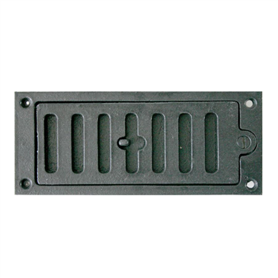 Grille d'arrivée d'air réglable - Autogyre - Fonte noire - Pose encastrée - Dimensions 220 x 110 mm