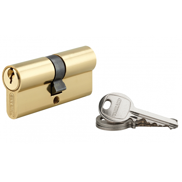 Cylindre de serrure à profil européen Thirard - en laiton - 5 goupilles - avec 3 clés nickelées - 35 x 35 mm