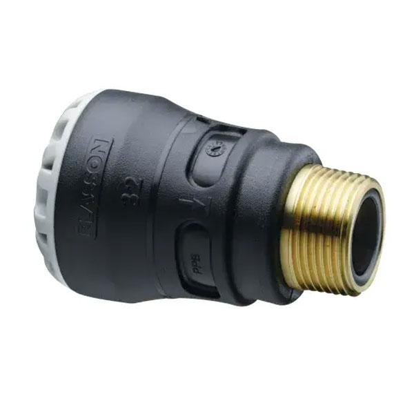 Raccord mâle encliquetable Série 1 filetage laiton pour canalisations PEHD pression PN16 - Plasson - ⌀ 20 mm x 3/4"