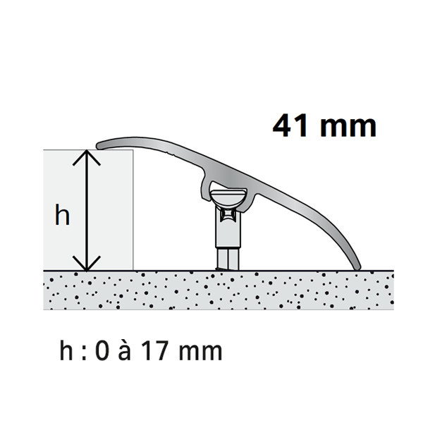 Seuil de porte multi-niveaux à fixation invisible - Harmony Dinac - Aluminium lisse - 41 MM x 5,7 MM - 93,0 CM