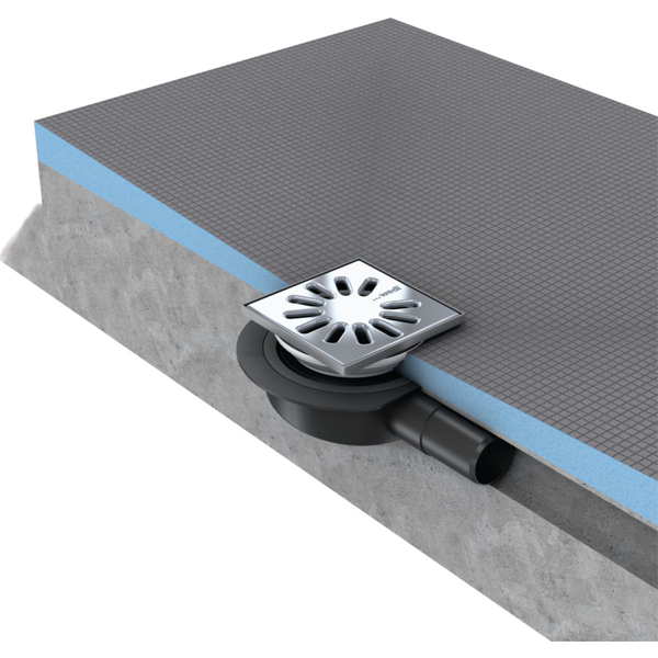 Kit siphon horizontal Wedi Fundo Mini Max pour receveur de douche avec écoulement en un point - grille carrée DN40