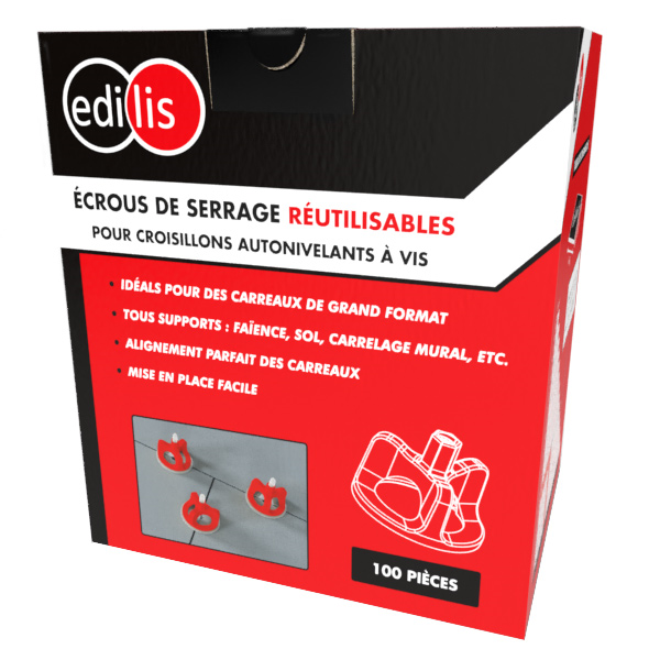 Écrou de serrage pour croisillon autonivelant à vis Edilis - Boîte de 100