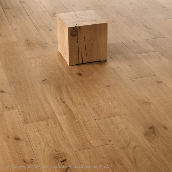 Carrelage effet bois en grès cérame pour sol et mur intérieur - Log - 120 x 20 cm - ép. 9 mm - Amber Oak