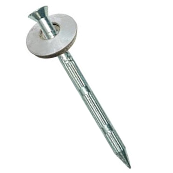 Pointe striée à béton avec rondelle - tête fraisée - acier électro-zingué - 2.7 x 35 mm - boîte de 100