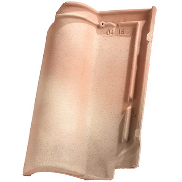 Tuile en terre cuite - Romane Sans - double emboîtement grand moule fortement galbée - Ancien