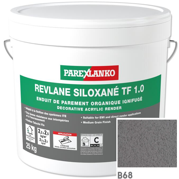 Enduit de parement organique ignifugé Parexlanko Revlane Siloxané TF 1.0 B68 - Seau de 25,0 KG
