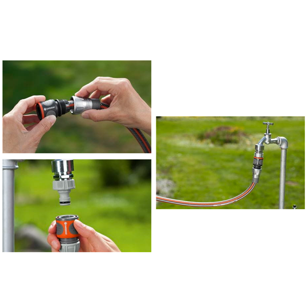 Raccord d'arrosage rapide Premium pour tuyau Ø 13 - 15 mm - Gardena - A fixer au nez de robinet