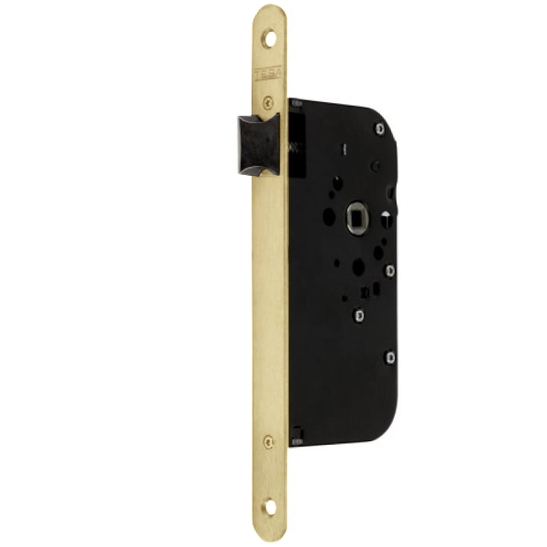 Serrure à encastrer à bec de canne Tesa T4130 - têtière laiton à bouts ronds - axe 50 mm - carré 7 mm