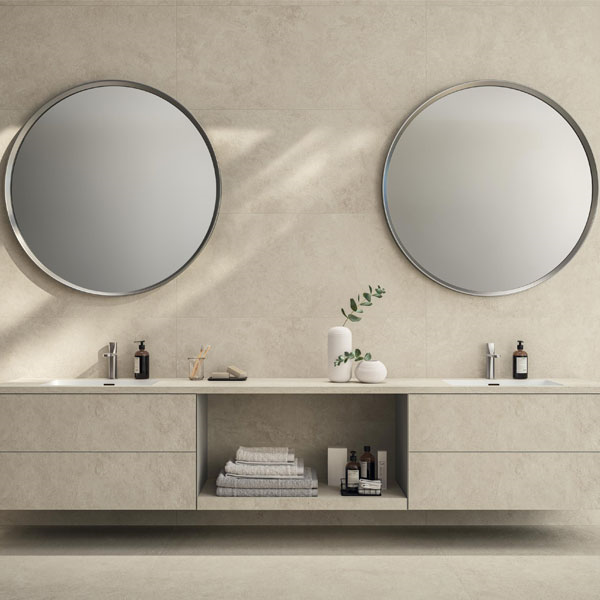 Faïence murale rectifiée Boost effet ciment - 40,0 cm x 80,0 cm - ép. 8,50 mm - White mat