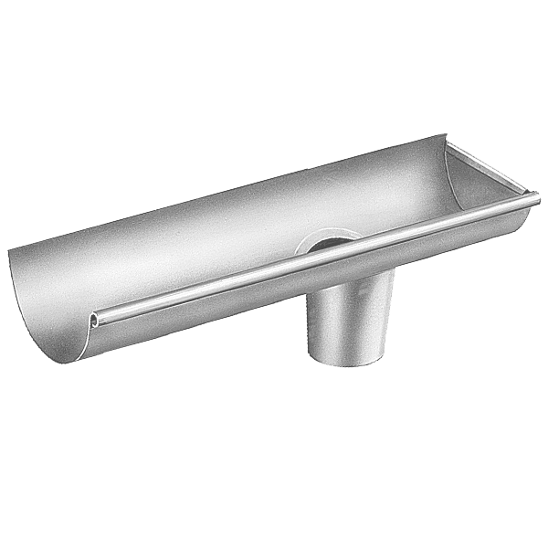 Embout à talon avec naissance en zinc VMZINC Droit pour gouttière de 333 MM et descente de 100 MM