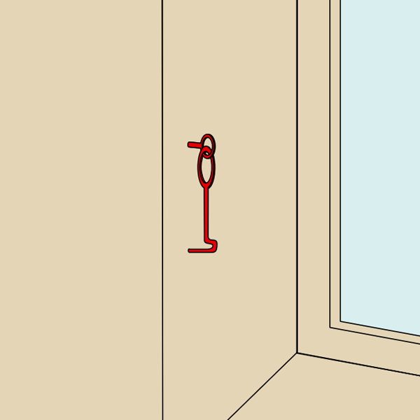 Crochet de contrevent avec piton Torbel acier zingué blanc pour volet bois longueur 120 mm