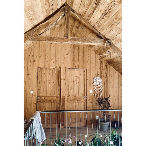 Lambris intérieur en Épicéa français étuvé - Fuvelle noueux - Profil Grain d'orge - 16 x 175 mm - L.4 M