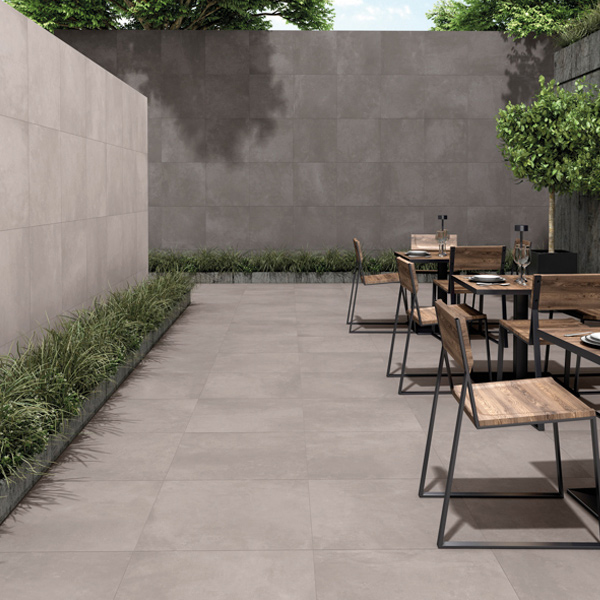 Carrelage extérieur antidérapant effet béton ciré en grès cérame émaillé rectifié - Faro GRIP Edilis - 60,0 CM x 60,0 CM - ép.10,00 MM - Gris