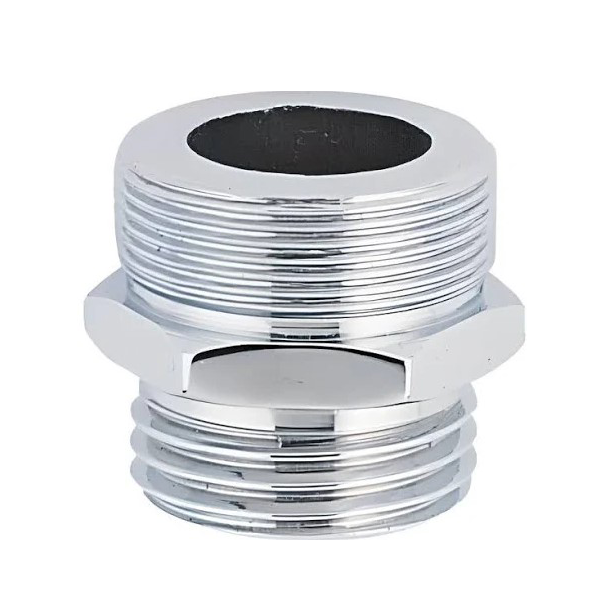 Mamelon adaptateur de bec double mâle M 1/2" - M24 x 100 - Noyon et Thiebault - Laiton chromé