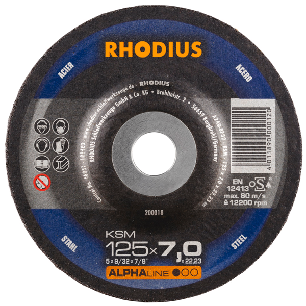 Disque à meuler acier KSM Rhodius 125 x 7.0 x 22.23 mm